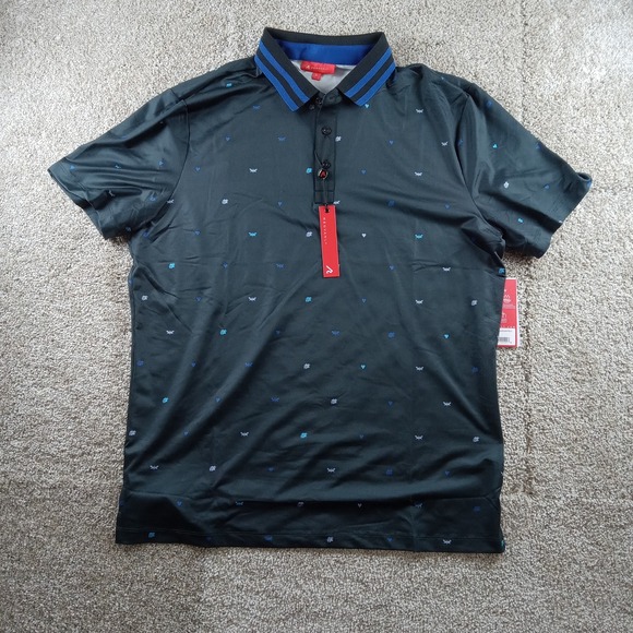 Redvanly Polo Shirt Mens Large Black Tuxedo Langham Geometric Butterfly PurePoly - Picture 1 of 10